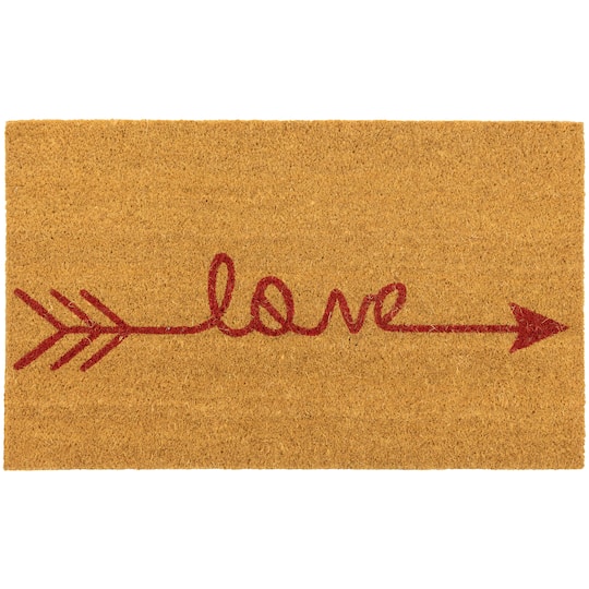 Red Love Arrow Natural Coir Outdoor Doormat By Northlight | 30" x 18" | Michaels®